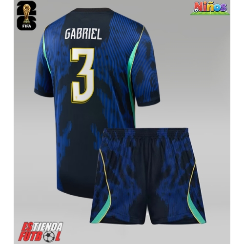 Brasil Gabriel Magalhaes #3 Segunda Equipación Niños Mundial 2026 Manga Corta (+ Pantalones cortos)